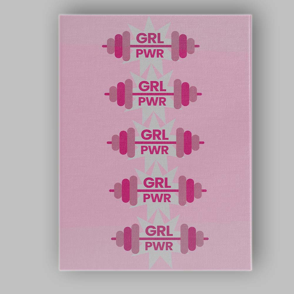 Girl Power Dumbbell Fitness Motivation Graphic Canvas Wall Art Print Decor Picture Ready to Hang