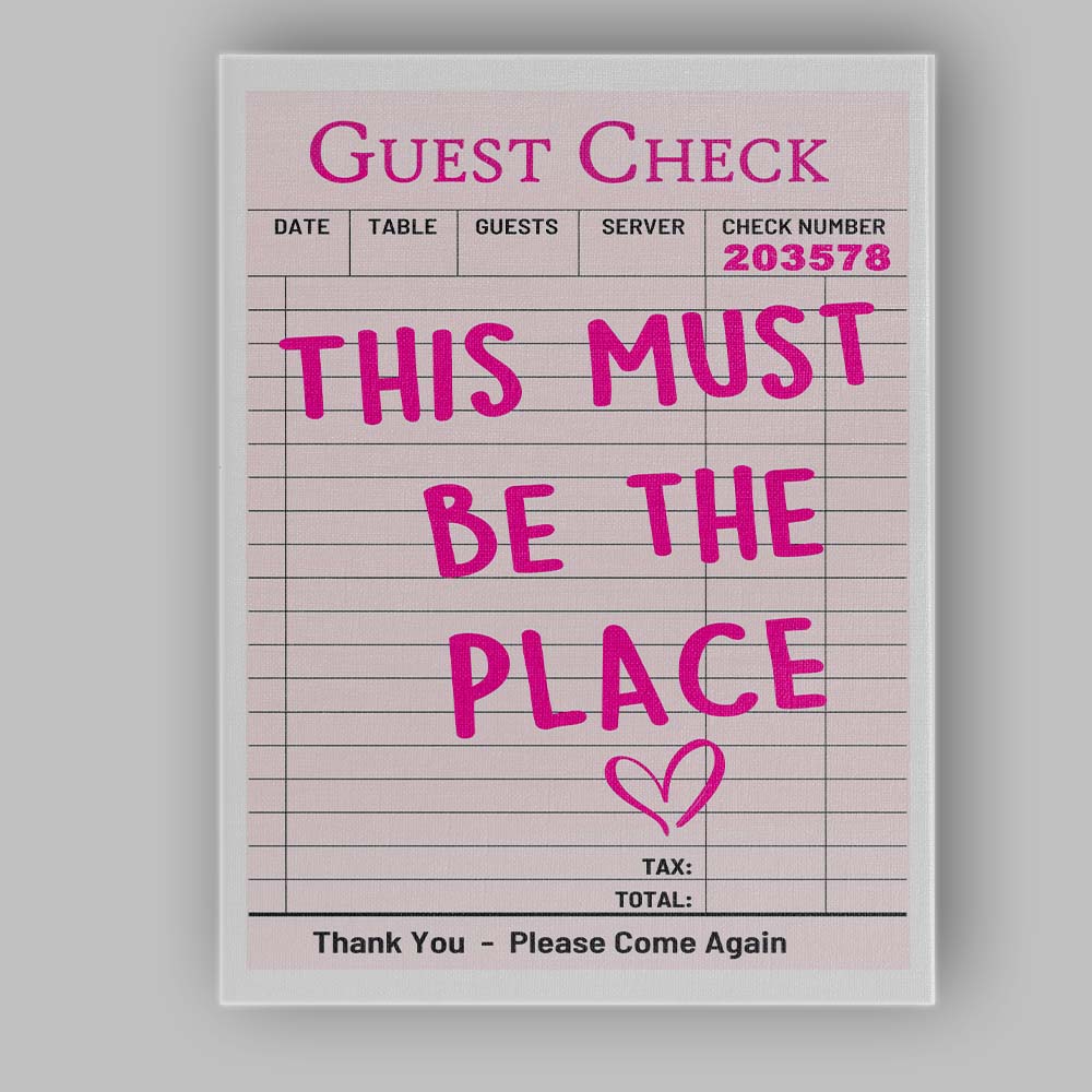 This Must Be The Place Retro Guest Check Typography Canvas Wall Art Print Decor Picture Ready to Hang