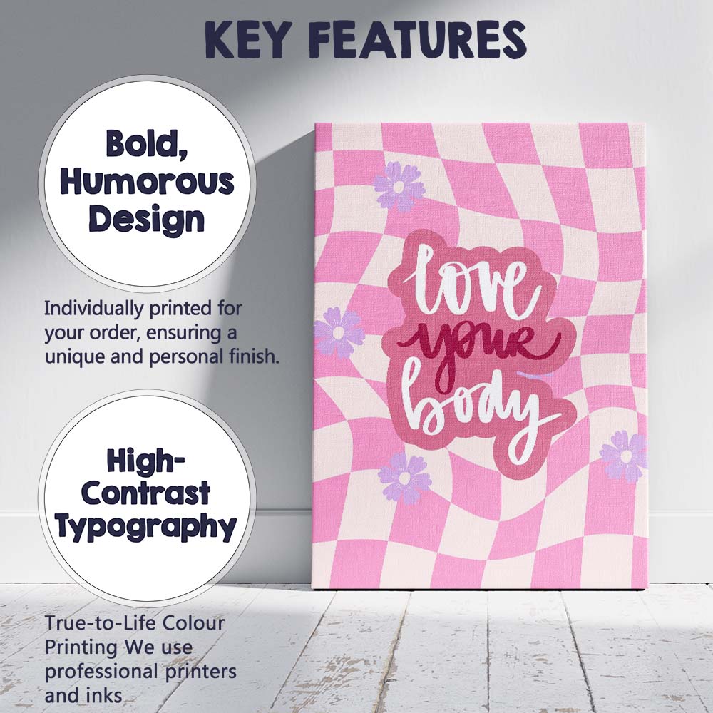 Love You Baby Wavy Checkerboard Typography Canvas Wall Art Print Decor Picture Ready to Hang
