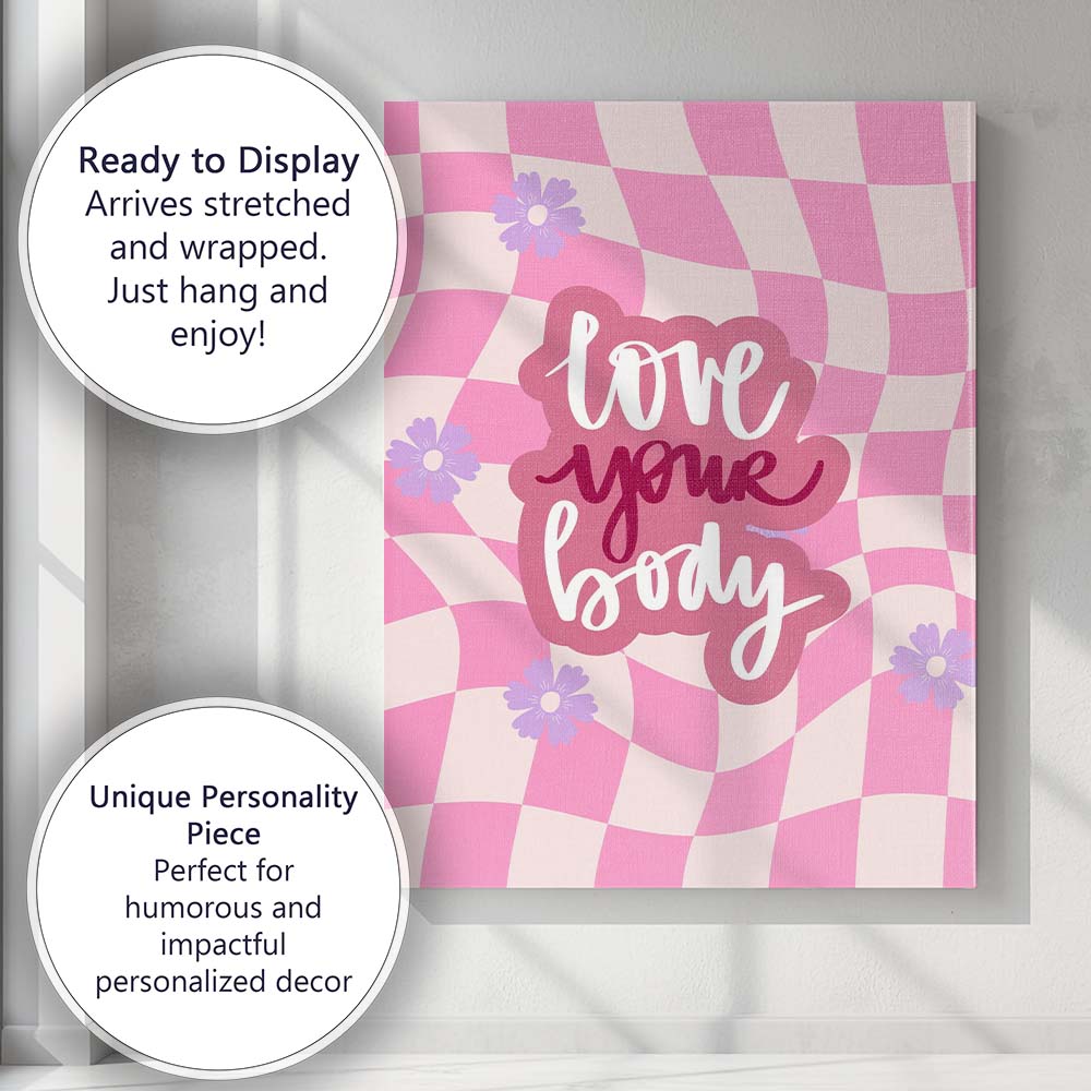 Love You Baby Wavy Checkerboard Typography Canvas Wall Art Print Decor Picture Ready to Hang