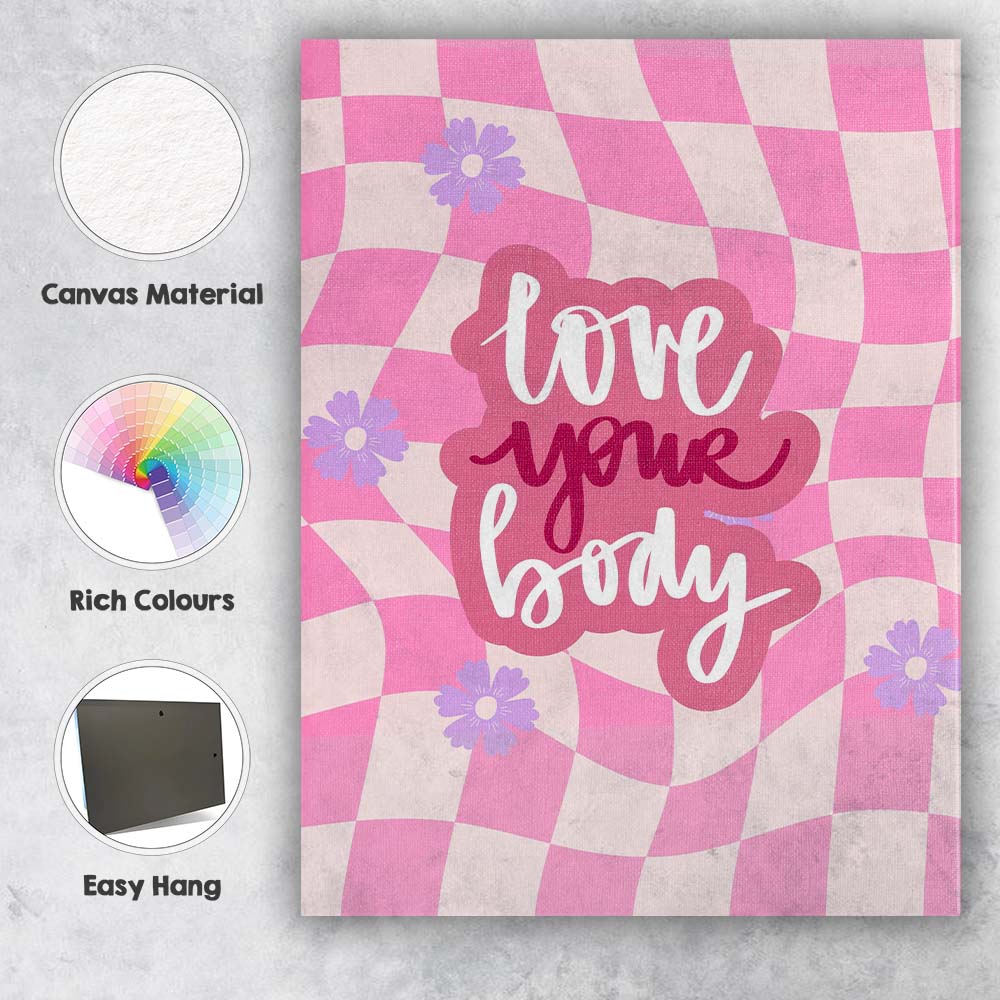 Love You Baby Wavy Checkerboard Typography Canvas Wall Art Print Decor Picture Ready to Hang