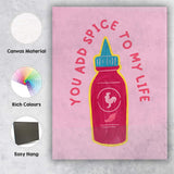 You Add Spice To My Life Hot Sauce Illustration Canvas Wall Art Print Decor Picture Ready to Hang