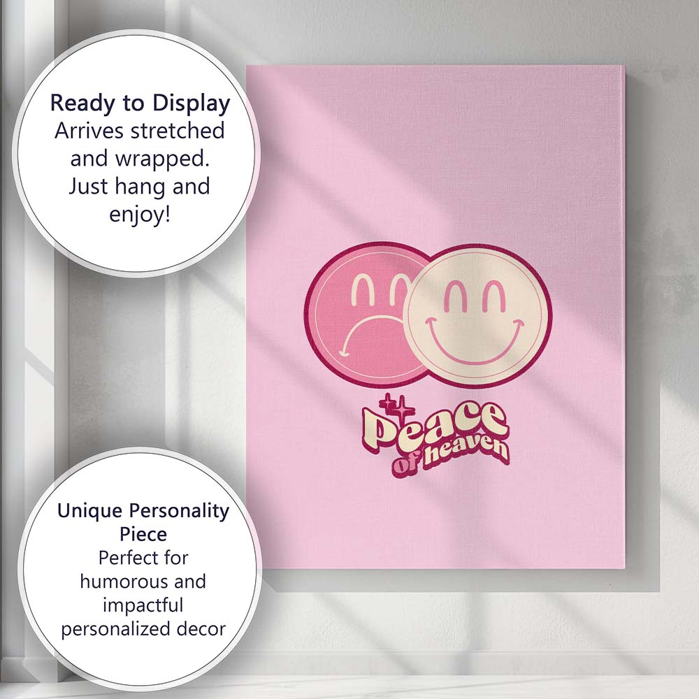 Peace Of Heaven Happy Sad Smiley Faces Canvas Wall Art Print Decor Picture Ready to Hang