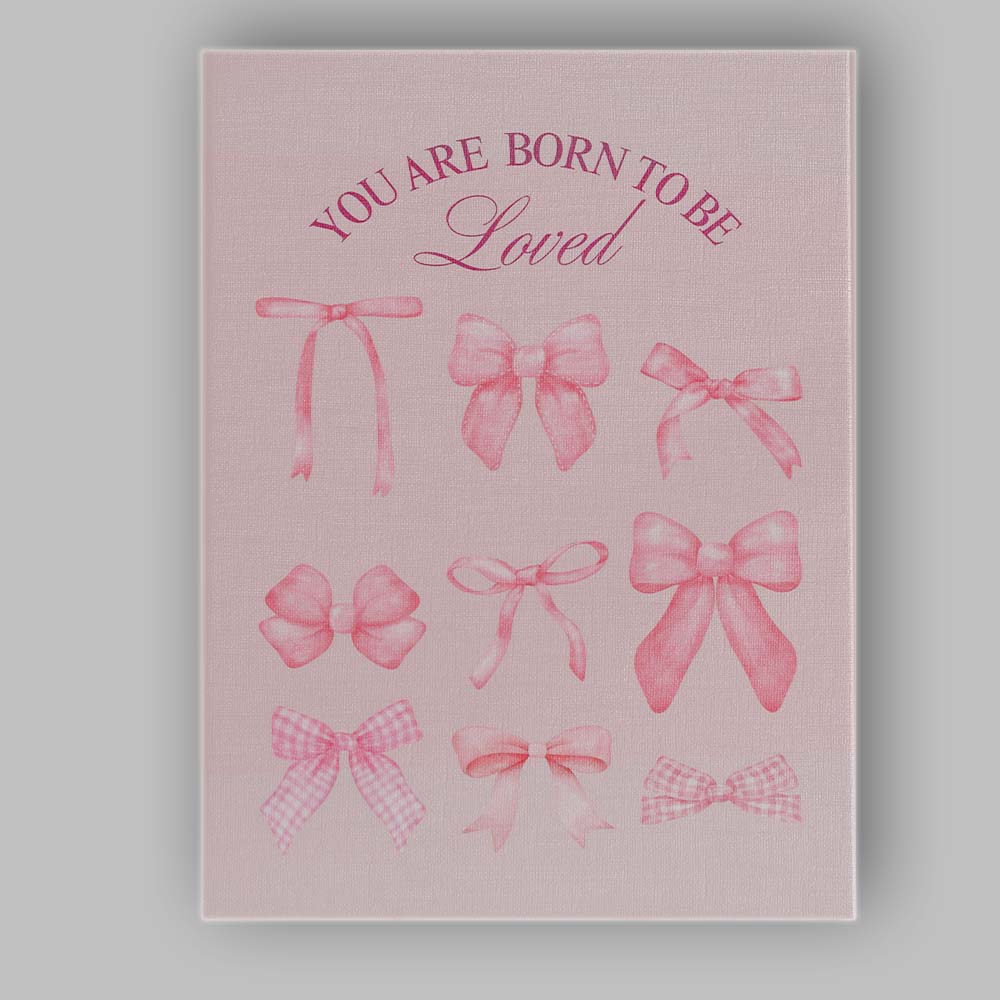 You Are Born To Be Loved Watercolour Pink Ribbon Collection Canvas Wall Art Print Decor Picture Ready to Hang