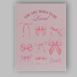 You Are Born To Be Loved Watercolour Pink Ribbon Collection Canvas Wall Art Print Decor Picture Ready to Hang