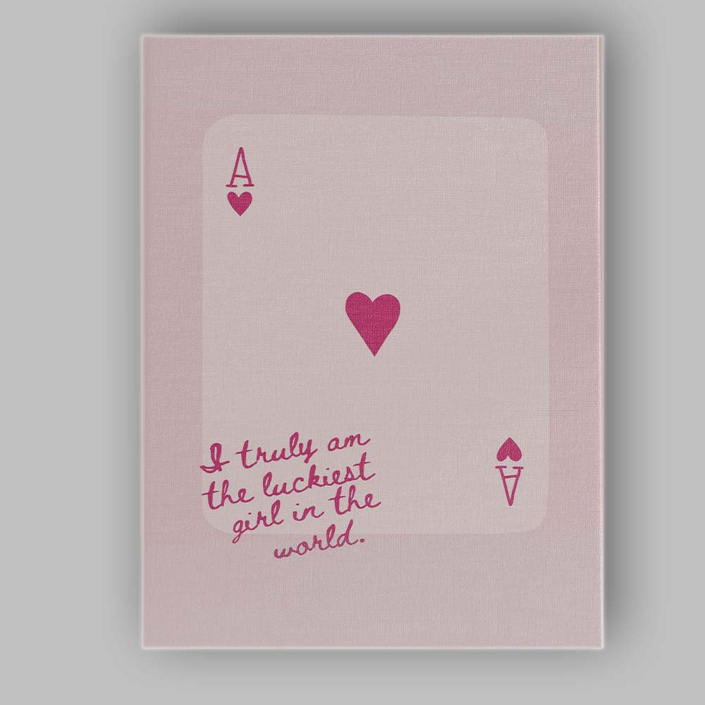 Lucky Girl Playing Card Heart Typography Canvas Wall Art Print Decor Picture Ready to Hang