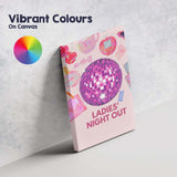 Ladies Night Out Disco Ball Glam Party Illustration Canvas Wall Art Print Decor Picture Ready to Hang