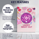 Ladies Night Out Disco Ball Glam Party Illustration Canvas Wall Art Print Decor Picture Ready to Hang