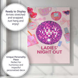 Ladies Night Out Disco Ball Glam Party Illustration Canvas Wall Art Print Decor Picture Ready to Hang