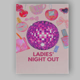 Ladies Night Out Disco Ball Glam Party Illustration Canvas Wall Art Print Decor Picture Ready to Hang