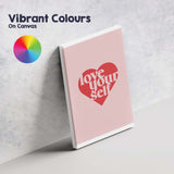Love Your Self Heart Typography Motivational Canvas Wall Art Print Decor Picture Ready to Hang