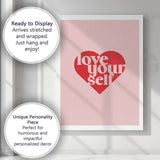 Love Your Self Heart Typography Motivational Canvas Wall Art Print Decor Picture Ready to Hang