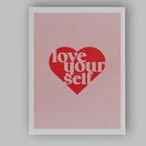 Love Your Self Heart Typography Motivational Canvas Wall Art Print Decor Picture Ready to Hang