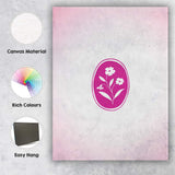 Minimalist Wildflower Oval Emblem Pink Canvas Wall Art Print Decor Picture Ready to Hang