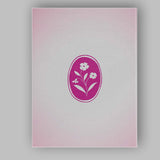 Minimalist Wildflower Oval Emblem Pink Canvas Wall Art Print Decor Picture Ready to Hang