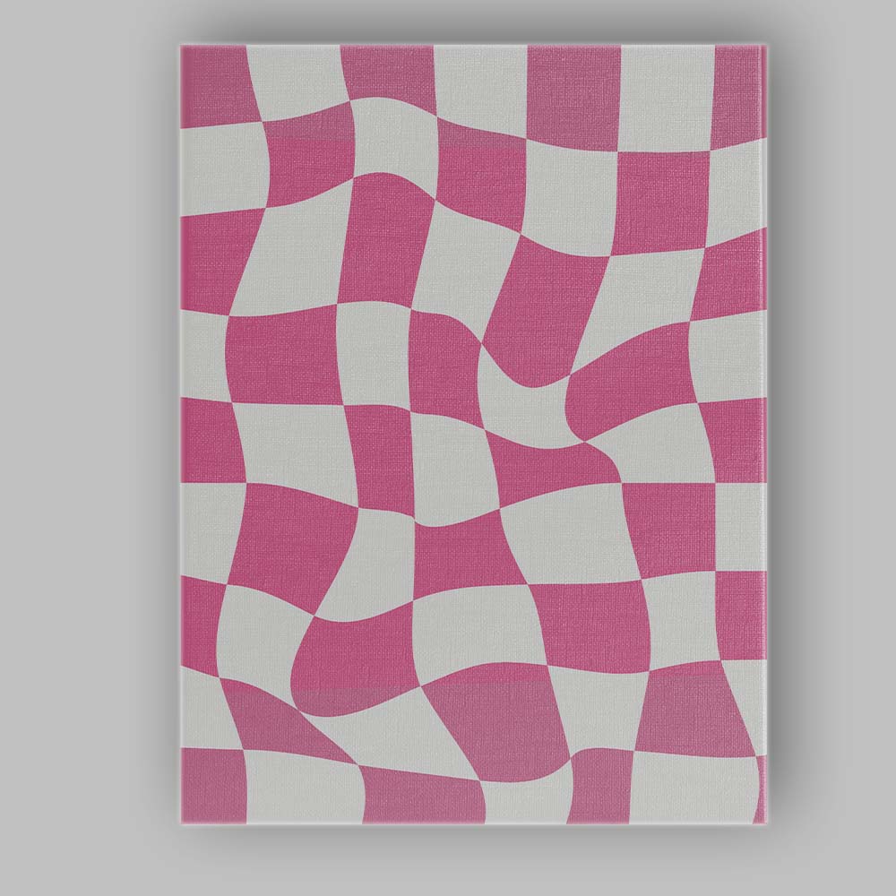 Pink Wavy Checkerboard Retro Geometric Pattern Canvas Wall Art Print Decor Picture Ready to Hang