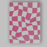 Pink Wavy Checkerboard Retro Geometric Pattern Canvas Wall Art Print Decor Picture Ready to Hang
