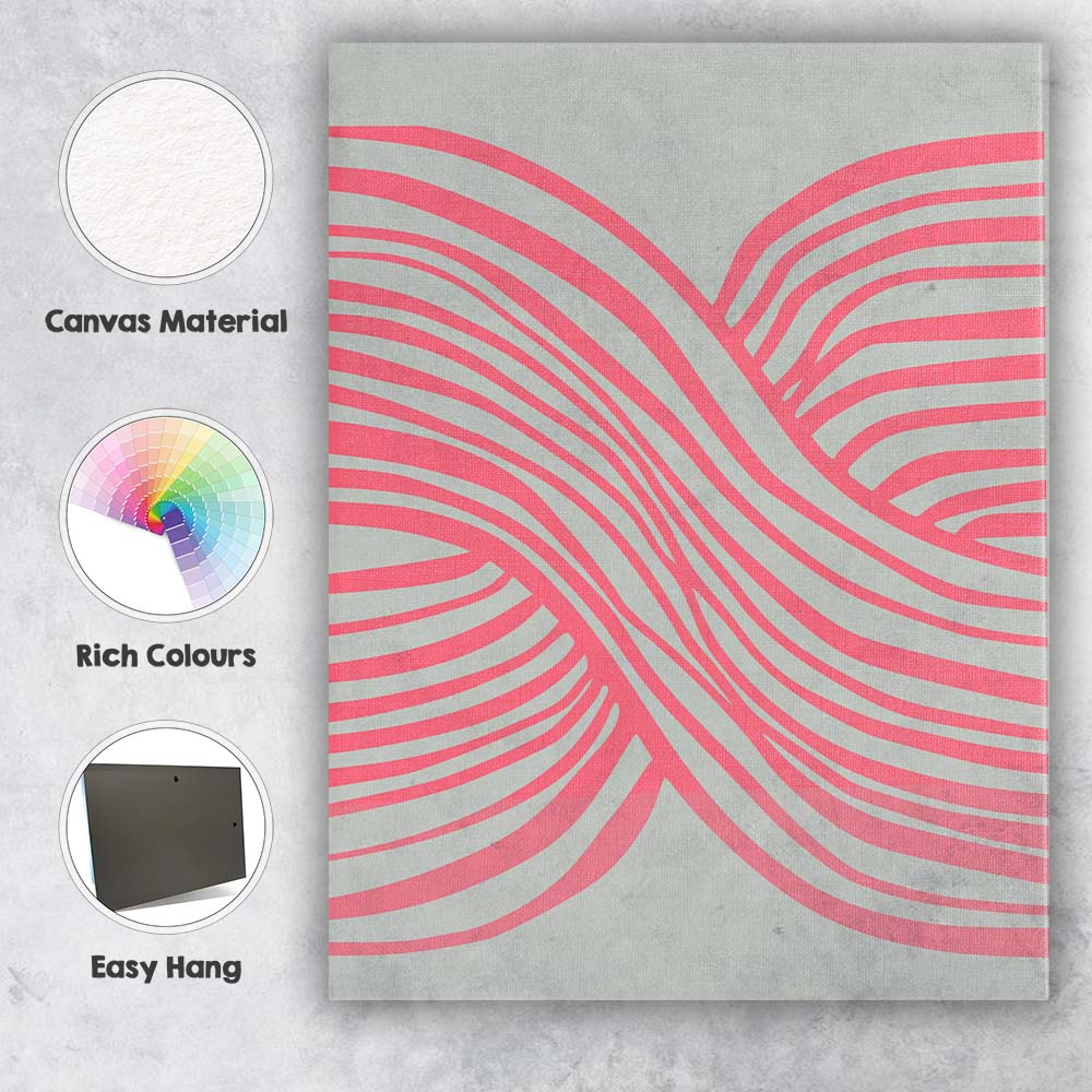 Abstract Pink Wavy Ribbon Line Pattern Canvas Wall Art Print Decor Picture Ready to Hang