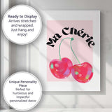 Ma Chérie Cherry Typography Retro Fruit Canvas Wall Art Print Decor Picture Ready to Hang