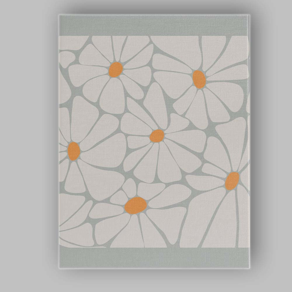 Scandinavian White Daisy Floral Repeat Pattern Canvas Wall Art Print Decor Picture Ready to Hang