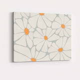 Large White Daisy Floral Abstract Pattern Canvas Wall Art Print Decor Picture Ready to Hang