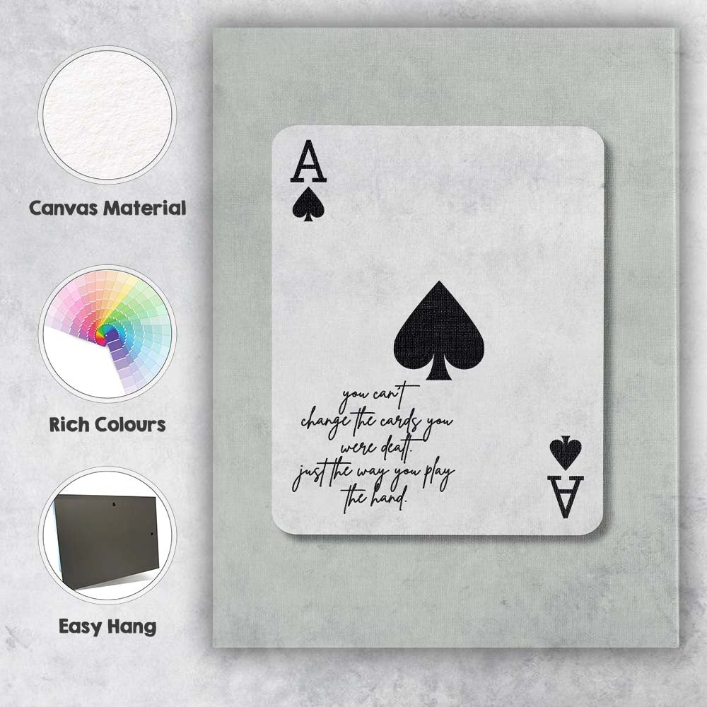 Ace Of Spades Playing Card Motivational Quote Canvas Wall Art Print Decor Picture Ready to Hang