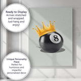 Luxury Gold Crown Eight Ball Illustration Canvas Wall Art Print Decor Picture Ready to Hang
