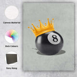 Luxury Gold Crown Eight Ball Illustration Canvas Wall Art Print Decor Picture Ready to Hang