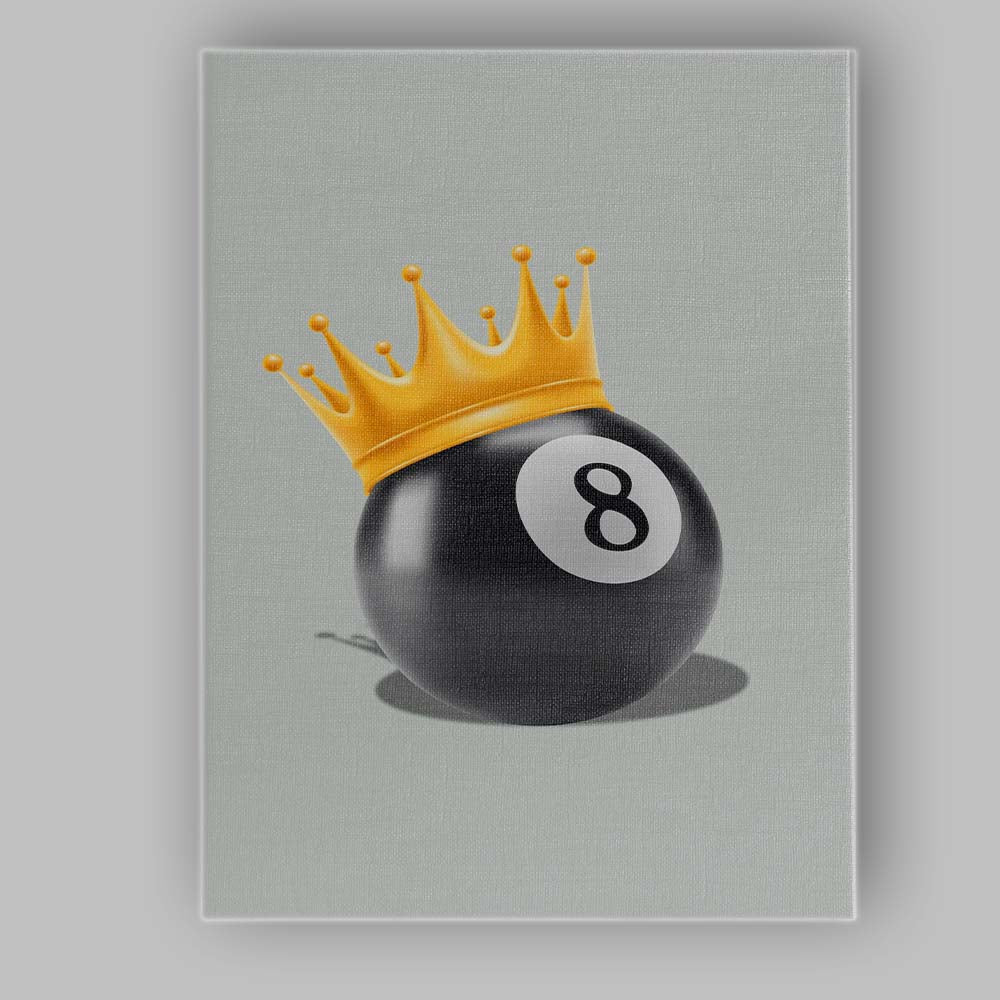Luxury Gold Crown Eight Ball Illustration Canvas Wall Art Print Decor Picture Ready to Hang