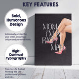 Mom Im A Rich Man Fashion Typography Pink Heels Canvas Wall Art Print Decor Picture Ready to Hang