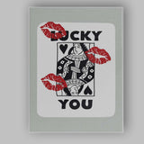 Lucky You Queen Of Hearts Playing Card Kiss Print Canvas Wall Art Print Decor Picture Ready to Hang