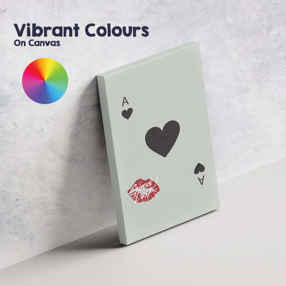 Minimalist Ace Of Hearts Playing Card Kiss Graphic Canvas Wall Art Print Decor Picture Ready to Hang