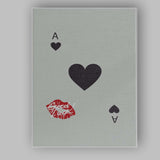 Minimalist Ace Of Hearts Playing Card Kiss Graphic Canvas Wall Art Print Decor Picture Ready to Hang