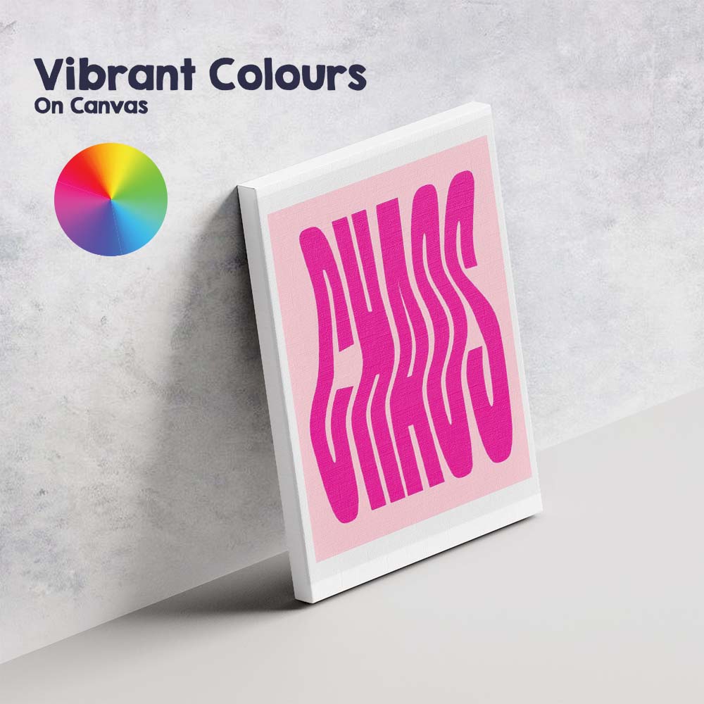 Psychedelic Pink Wavy Typography Canvas Wall Art Print Decor Picture Ready to Hang