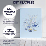 Blue Watercolour Tropical Fish Coral Reef Illustration Canvas Wall Art Print Decor Picture Ready to Hang