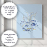 Blue Watercolour Tropical Fish Coral Reef Illustration Canvas Wall Art Print Decor Picture Ready to Hang