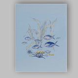 Blue Watercolour Tropical Fish Coral Reef Illustration Canvas Wall Art Print Decor Picture Ready to Hang