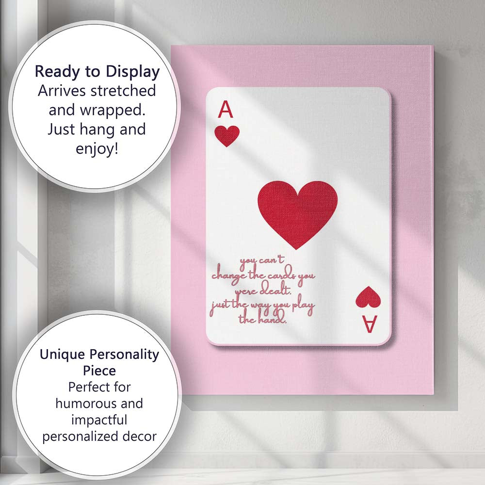 Ace Of Hearts Motivational Playing Card Quote Canvas Wall Art Print Decor Picture Ready to Hang