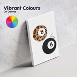 Leopard Print Lucky Eight Ball Retro Aesthetic Canvas Wall Art Print Decor Picture Ready to Hang
