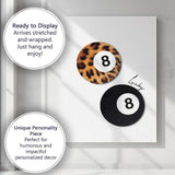 Leopard Print Lucky Eight Ball Retro Aesthetic Canvas Wall Art Print Decor Picture Ready to Hang