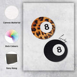 Leopard Print Lucky Eight Ball Retro Aesthetic Canvas Wall Art Print Decor Picture Ready to Hang
