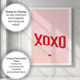 Pink Red XOXO Typography Valentine Love Canvas Wall Art Print Decor Picture Ready to Hang