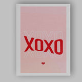 Pink Red XOXO Typography Valentine Love Canvas Wall Art Print Decor Picture Ready to Hang