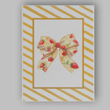 Strawberry Floral Ribbon Bow Yellow Diagonal Striped Frame Canvas Wall Art Print Decor Picture Ready to Hang