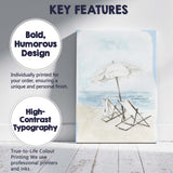 Soft Blue Watercolour Beach Umbrella Deck Chairs Seascape Canvas Wall Art Print Decor Picture Ready to Hang