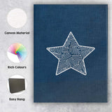 White Hand Drawn Star Navy Blue Minimalist Illustration Canvas Wall Art Print Decor Picture Ready to Hang