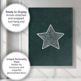 White Hand Drawn Star Dark Green Minimalist Illustration Canvas Wall Art Print Decor Picture Ready to Hang