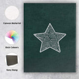 White Hand Drawn Star Dark Green Minimalist Illustration Canvas Wall Art Print Decor Picture Ready to Hang