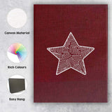 White Hand Drawn Star Burgundy Minimalist Illustration Canvas Wall Art Print Decor Picture Ready to Hang