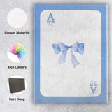 Blue Playing Card Watercolour Bow Minimalist Coquette Canvas Wall Art Print Decor Picture Ready to Hang